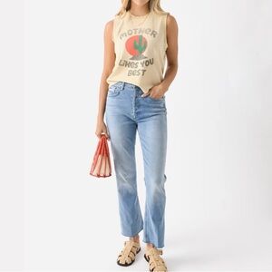 NWT MOTHER DENIM THE TRIPPER ANKLE FRAY JEANS ALL OVER THE MAP LIGHT BLUE 28